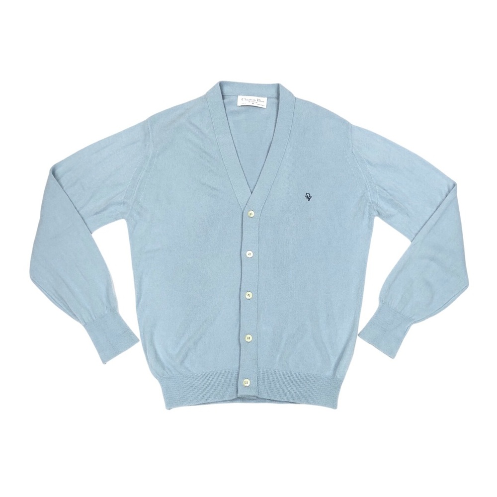 Vintage Christian Dior Monsieur Baby Blue Cardigan Men's Medium Made In USA